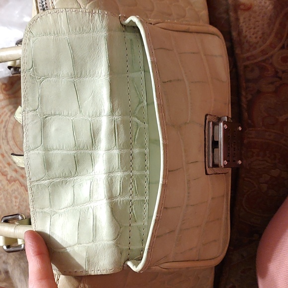 GUC Dooney and Burke pale green croc-embossed leather. Silver hardware. - Picture 15 of 16